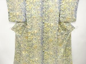 縞に唐花模様　小紋着物